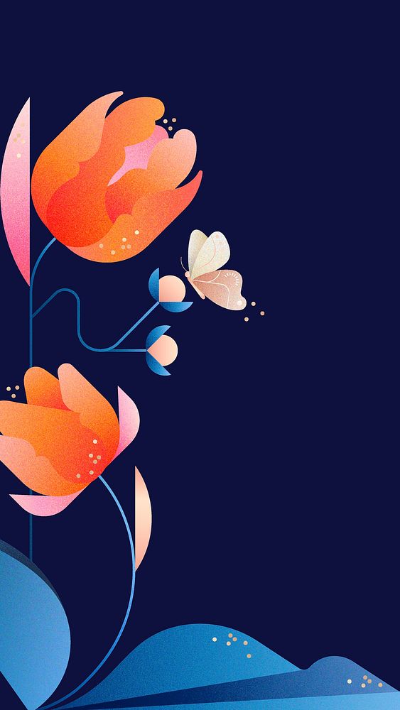 Floral phone background, aesthetic botanical border