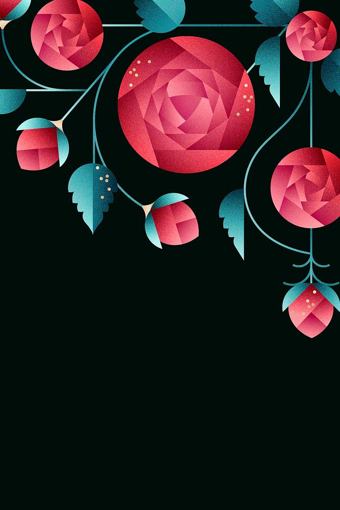 Aesthetic rose graphic background, botanical border design vector