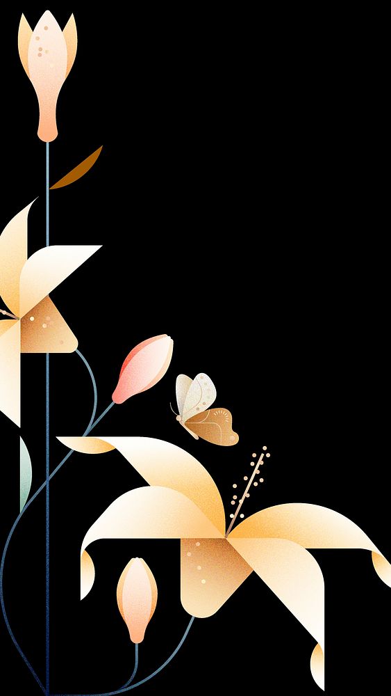Aesthetic floral mobile wallpaper, botanical border design background