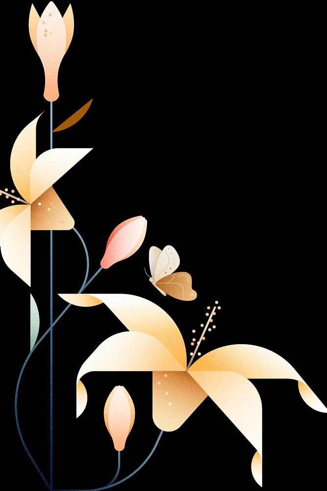 Aesthetic floral background, botanical border design vector
