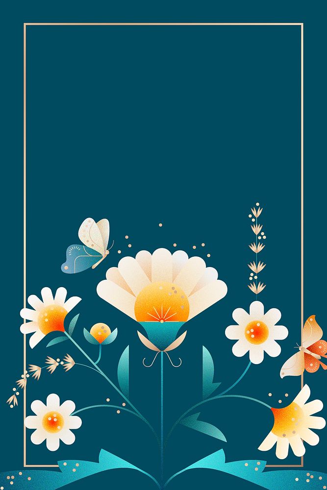Floral nature graphic frame background, vertical botanical design