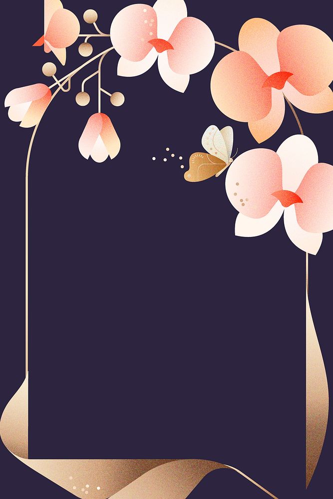 Aesthetic pink orchids frame background, botanical design vector