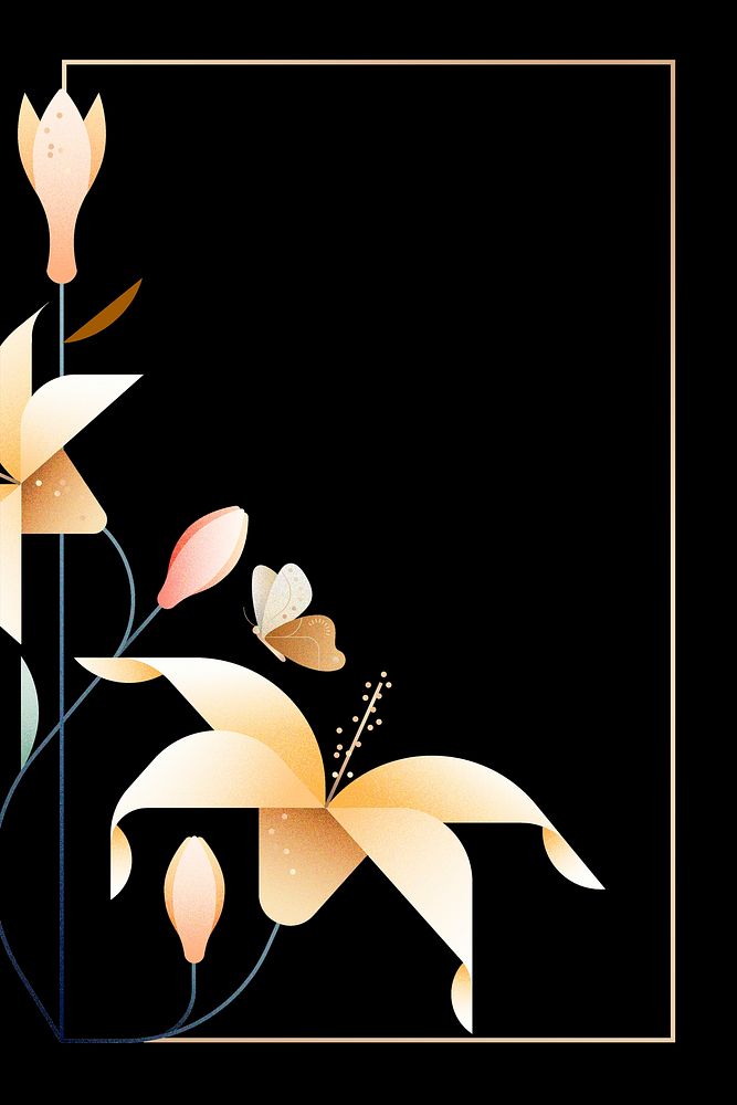 White floral frame background, aesthetic botanical design psd