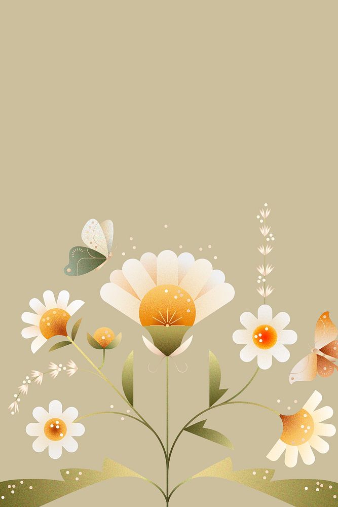 Geometric nature background, colourful floral border psd