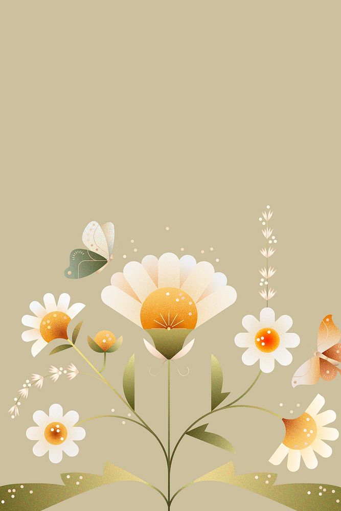 Geometric daisies graphic background, floral border design
