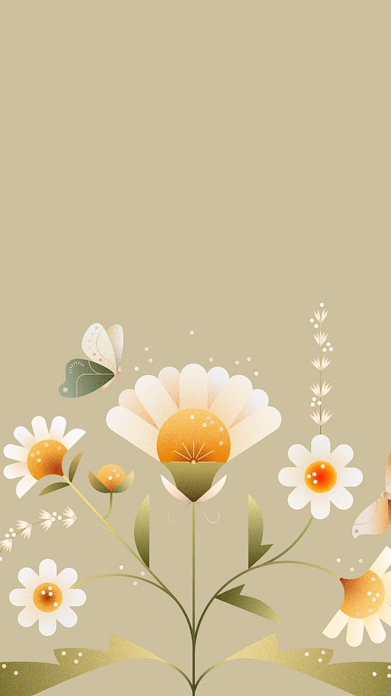 Aesthetic floral mobile wallpaper, botanical border design