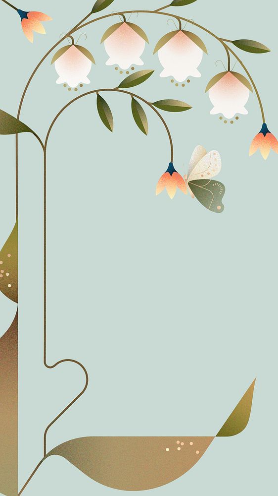 Aesthetic floral iPhone wallpaper, botanical border design