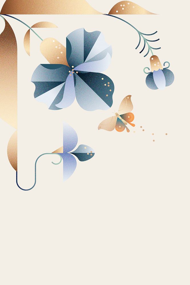 Aesthetic blue flower background, floral border design psd