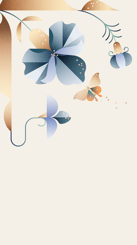 Floral nature graphic mobile wallpaper, botanical border design