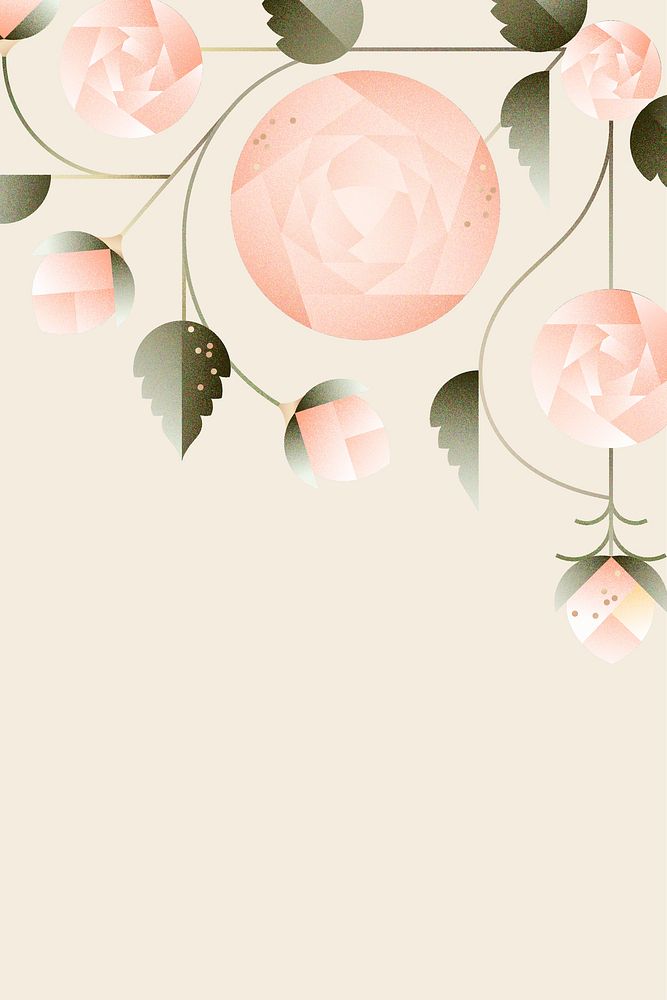 Beige background, aesthetic floral border design psd