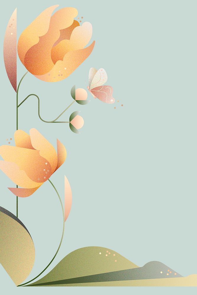 Yellow tulips background, aesthetic botanical border design vector