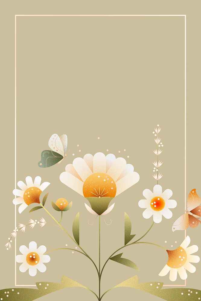 Blooming daisies, gold frame, background design psd