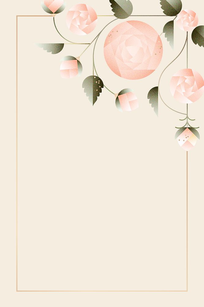 Aesthetic rose flower frame pink background