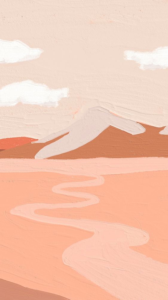 Desert iPhone wallpaper, watercolor painting illustration design