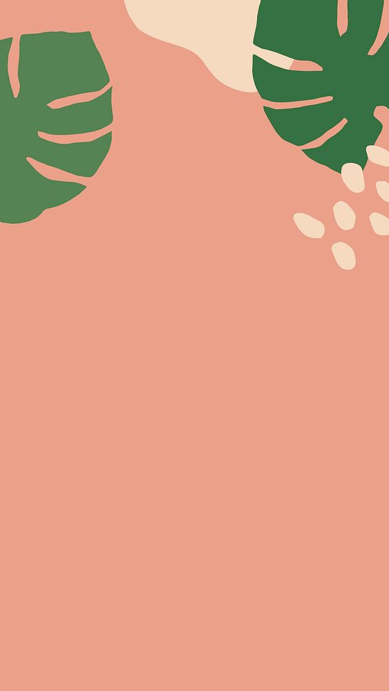 Minimal pink phone wallpaper, botanical design vector