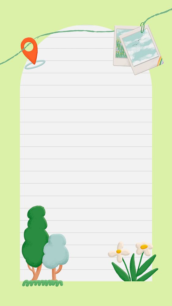 Green notepad Instagram story background, travel