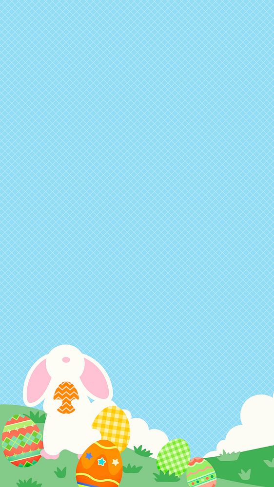 Happy Easter phone wallpaper, bunny border 4k background