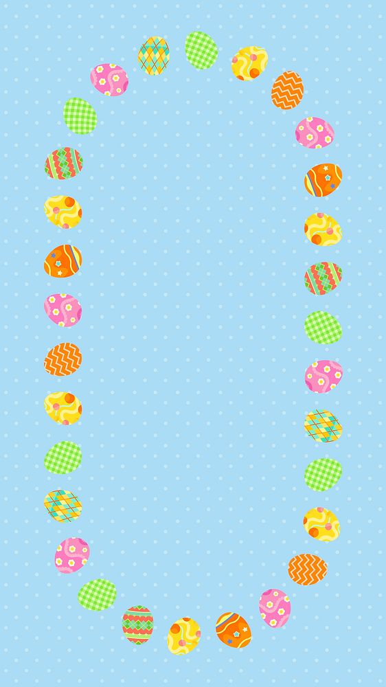 Easter Instagram story frame, colourful patterned eggs, 4k background vector