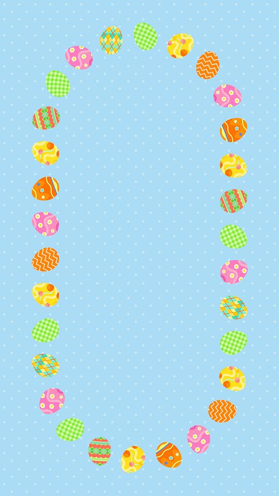 Easter Instagram story frame, colourful patterned eggs, 4k background psd