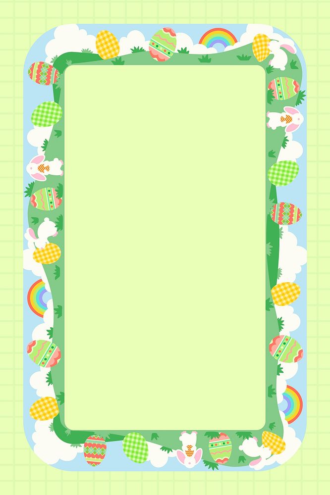 Easter celebration frame background, green grid pattern vector
