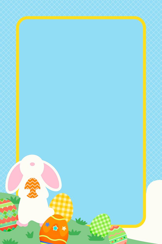 Easter celebration frame background, blue design vector