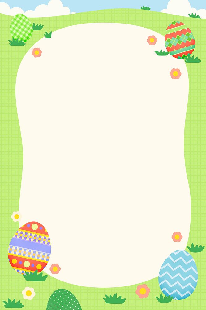 Easter celebration frame background, patterned eggs