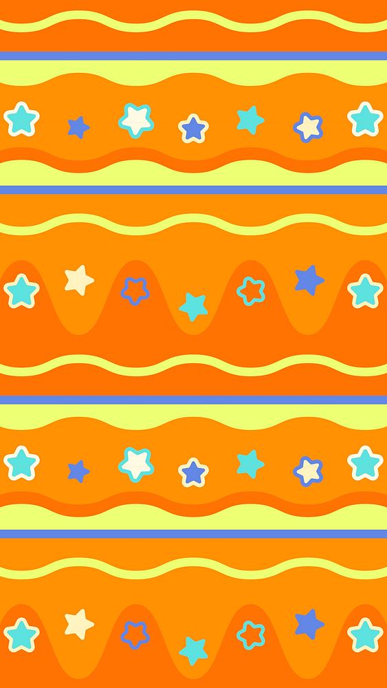 Star pattern phone wallpaper, cute orange design