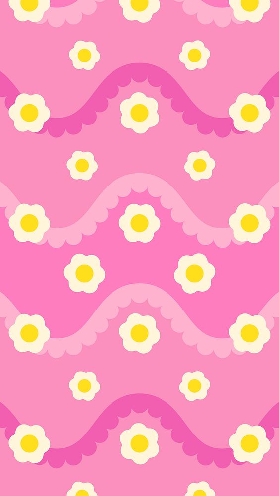 Pink flower pattern iPhone wallpaper, feminine design