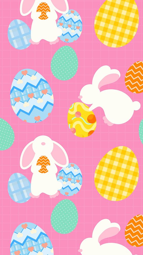 Easter pattern iPhone wallpaper, colorful festive design