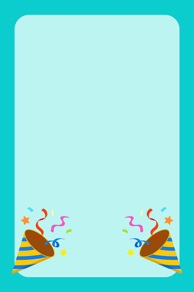 Cute blue party decoration frame background, vector