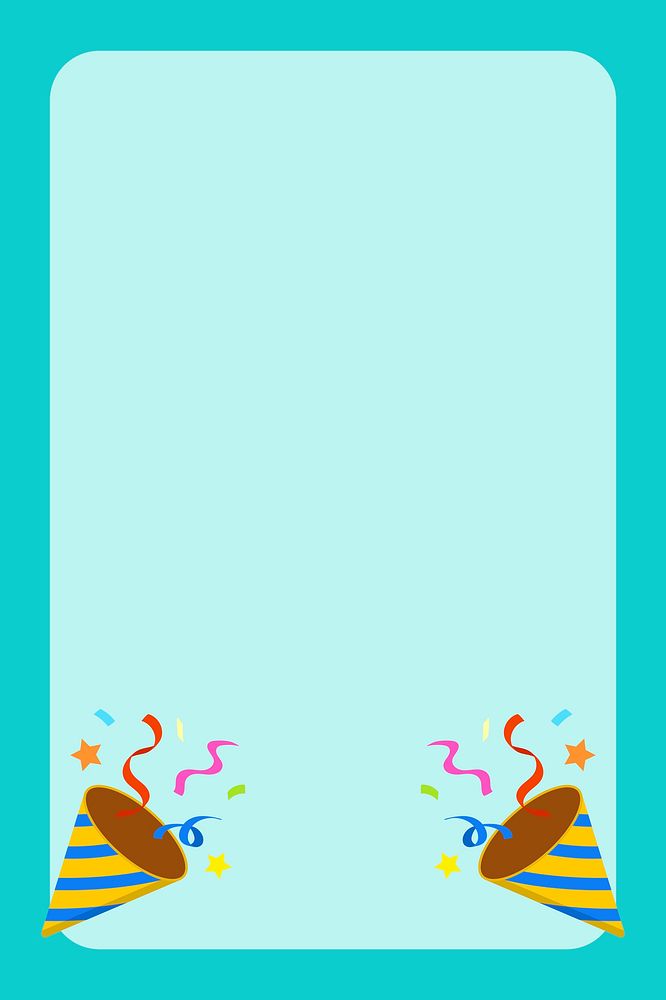 Cute blue party decoration frame background, psd
