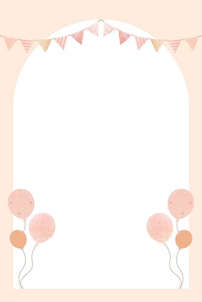 Arch party decorations frame background, vector