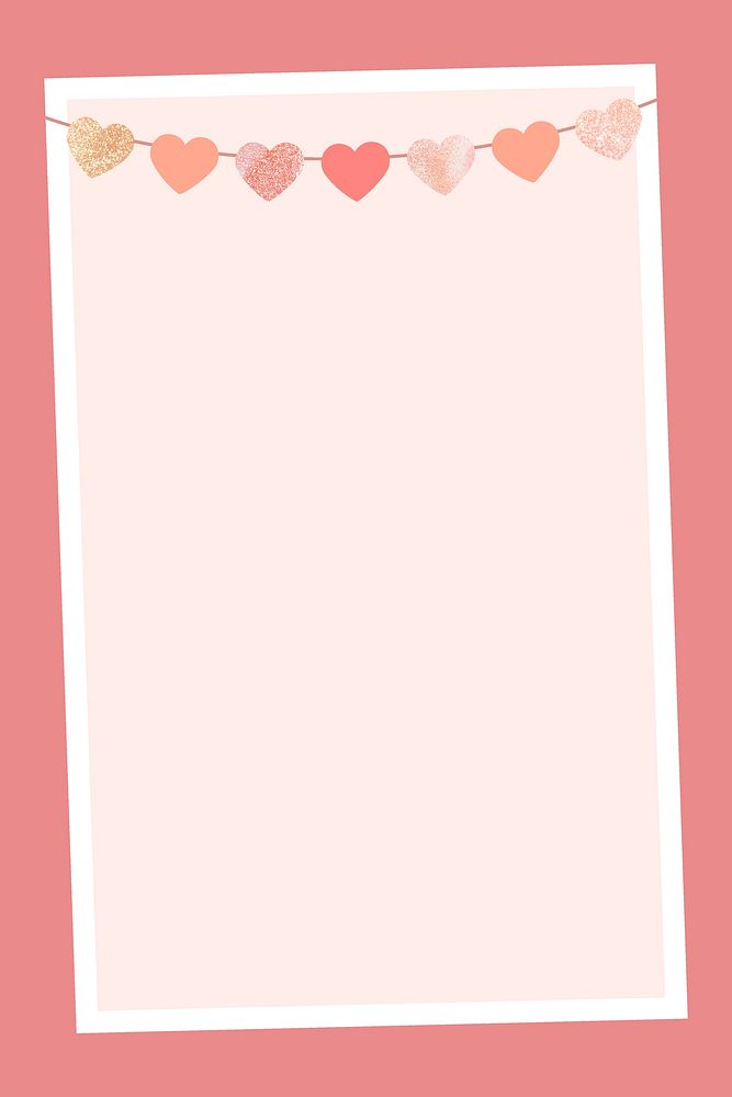 Pink hearts Valentine's frame background, celebration design psd