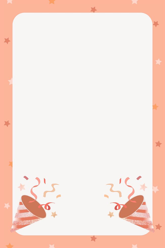Pink party confetti frame background, celebration design vector