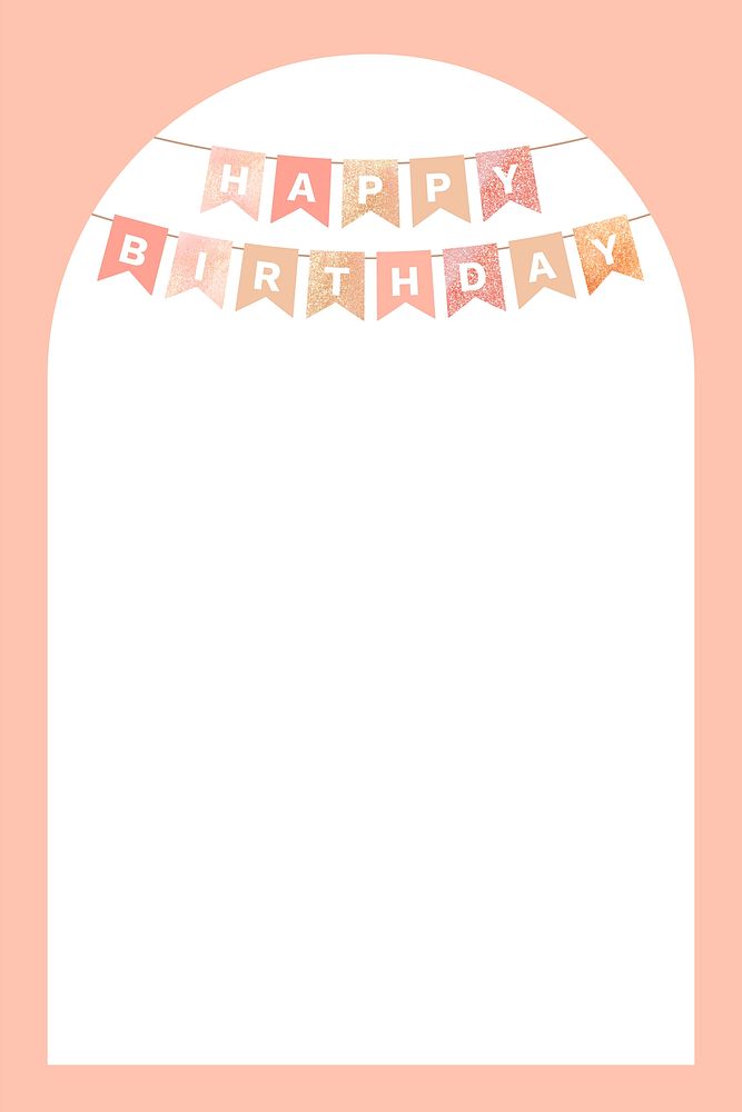 Peach birthday invitation frame background, celebration design vector