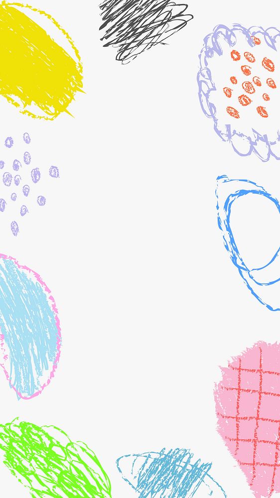 Cute phone wallpaper, feminine crayon line art background psd