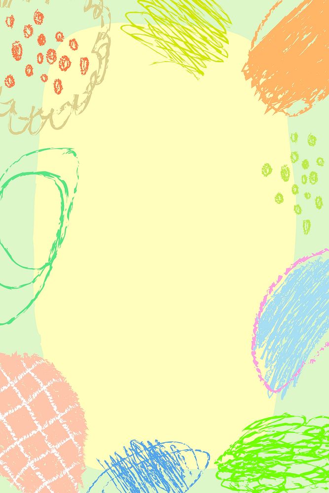 Feminine doodle frame, pastel crayon scribble design