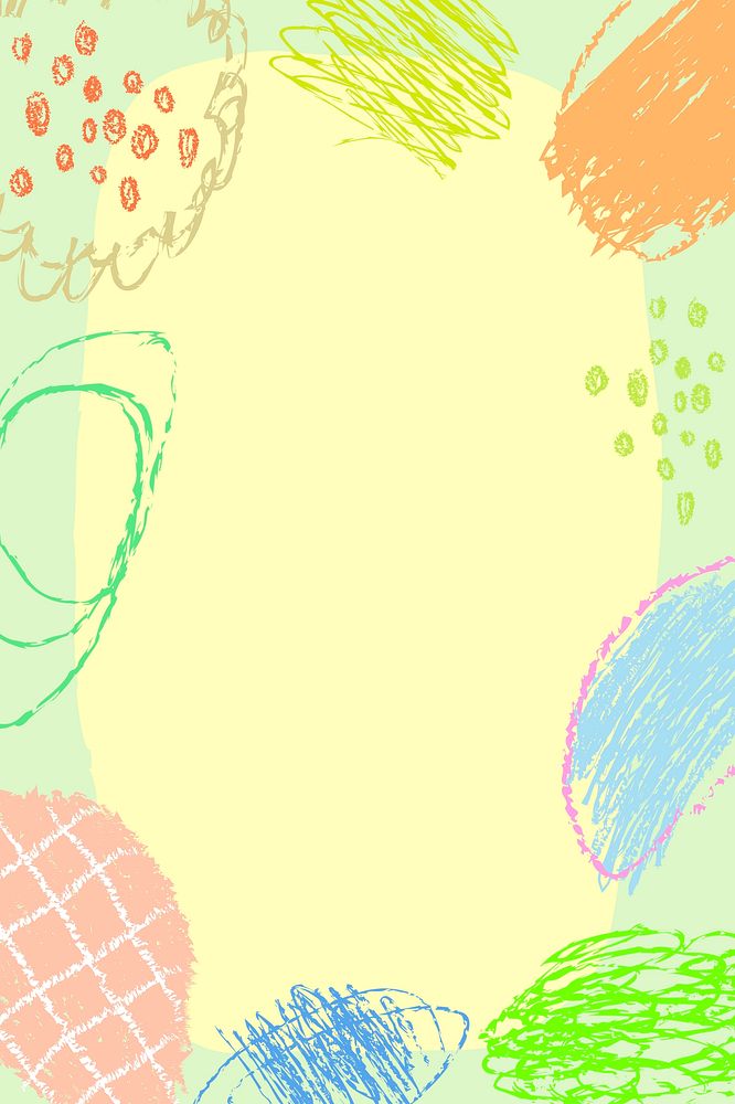 Kids crayon frame, aesthetic doodle background psd