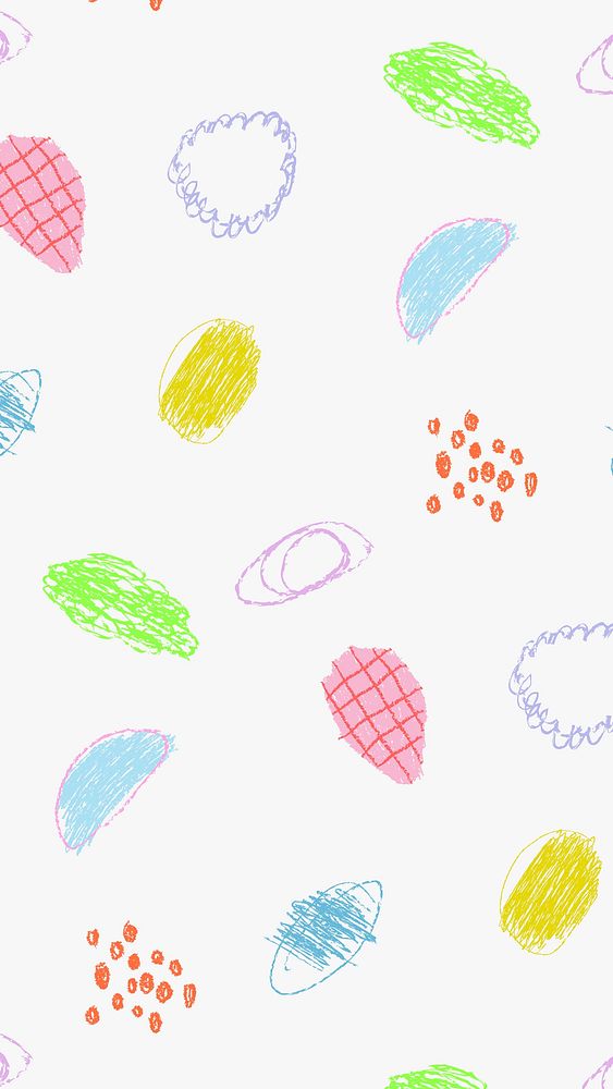 Aesthetic floral phone wallpaper, crayon doodle design