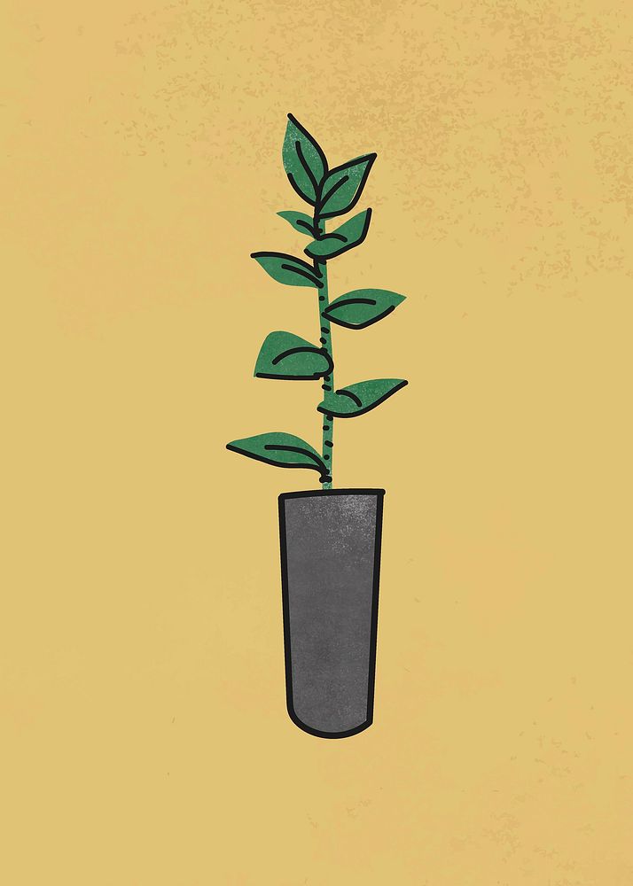 Houseplant sticker, home decor illustration vector