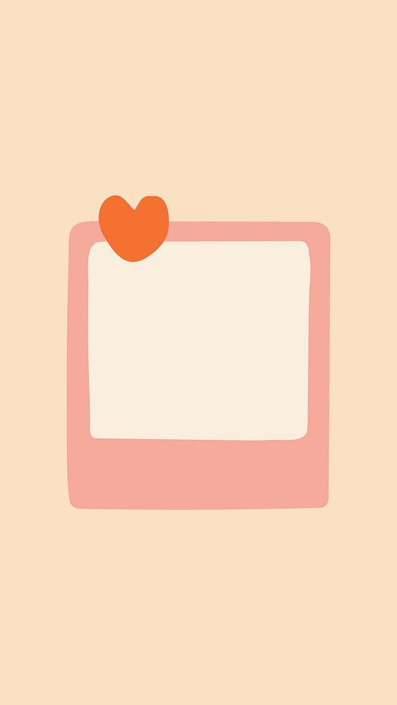 Instant photo iPhone wallpaper, cute pink background vector