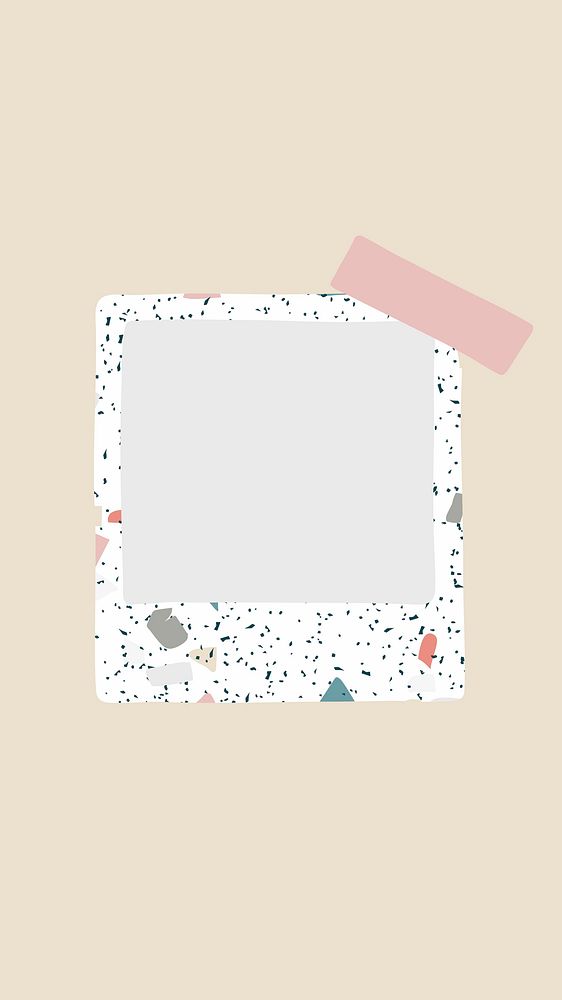 Terrazzo pattern phone wallpaper, instant photo frame background vector