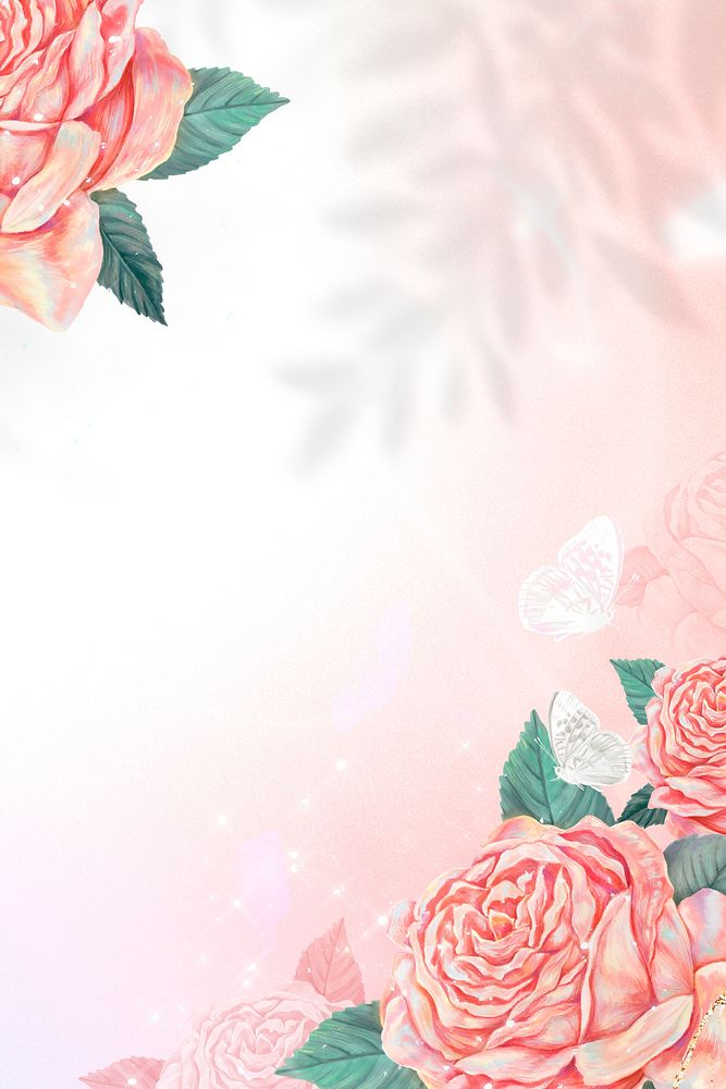 Rose border background, peach aesthetic design