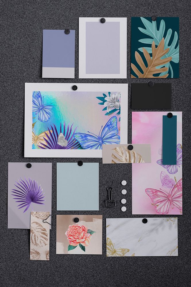 Moodboard, colorful tropical nature, aesthetic design 