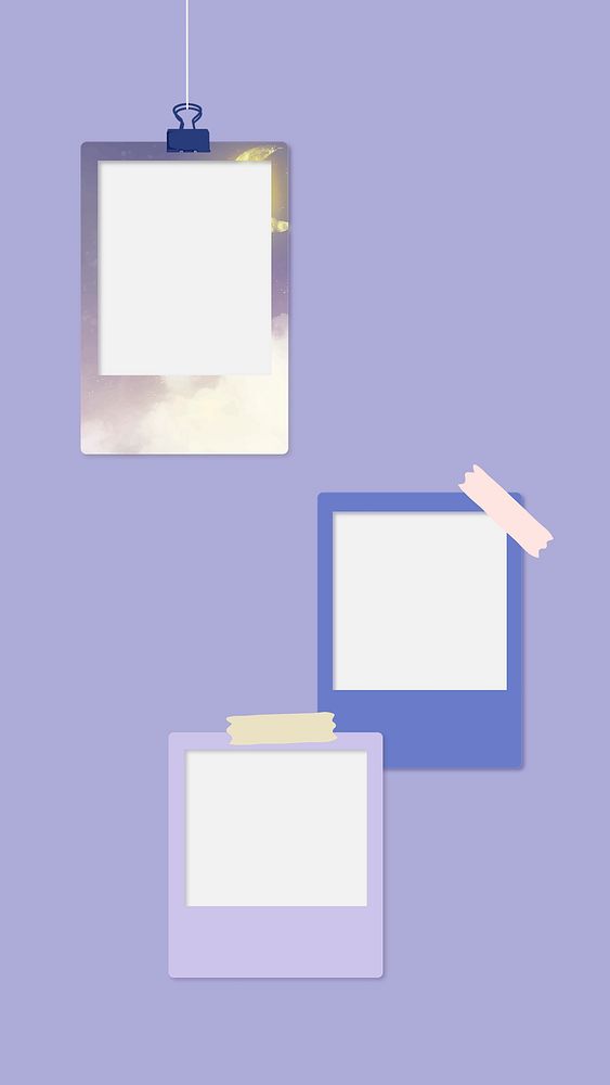 Pastel instant photo mobile wallpaper frame, cute design