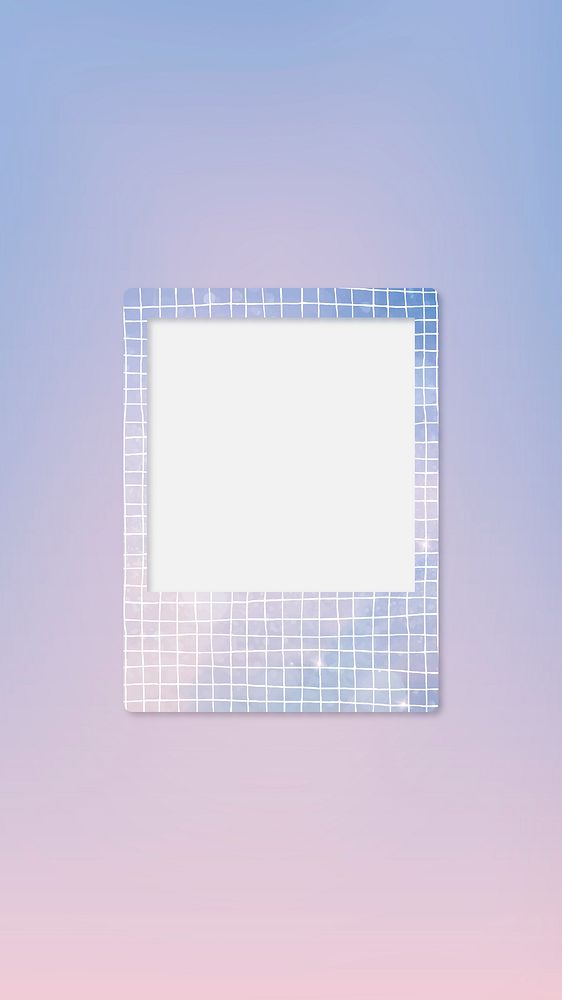 Holographic instant photo phone wallpaper frame, cute design vector