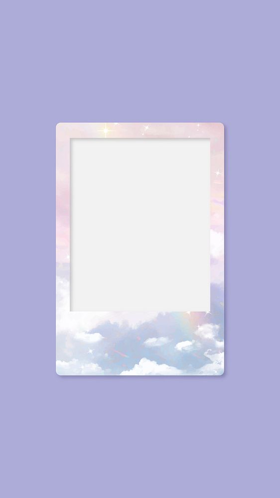 Purple aesthetic instant photo iPhone wallpaper frame, cute design