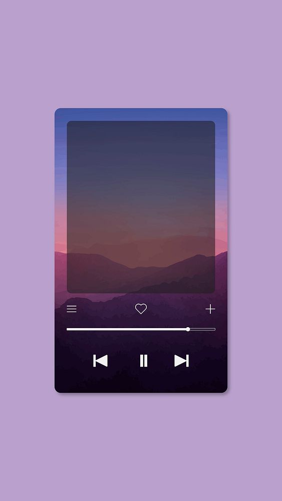 Purple aesthetic audio player Instagram story, cute design vector