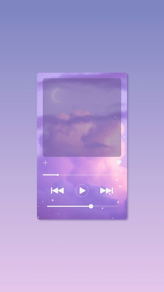 Purple aesthetic music player phone wallpaper frame, cute design vector