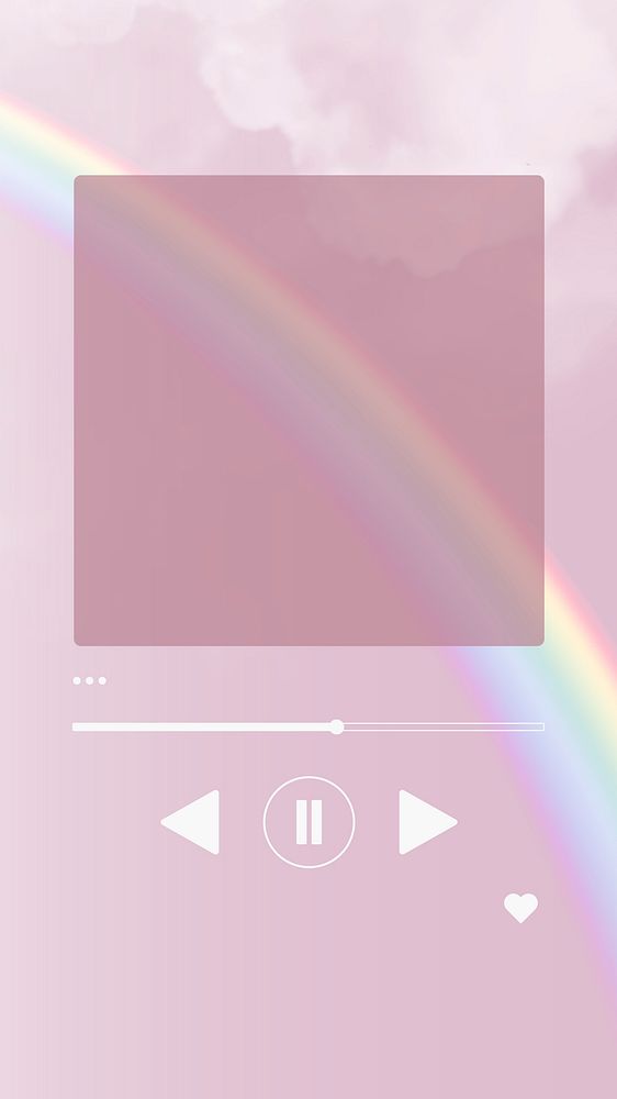 PInk aesthetic music player Instagram story, rainbow design vector